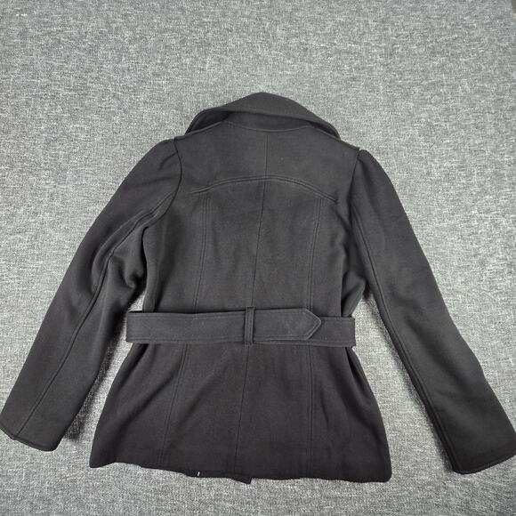 Kenneth Cole Reaction Peacoat Black Belted Women's Size Medium Cotton Blend - Picture 2 of 8